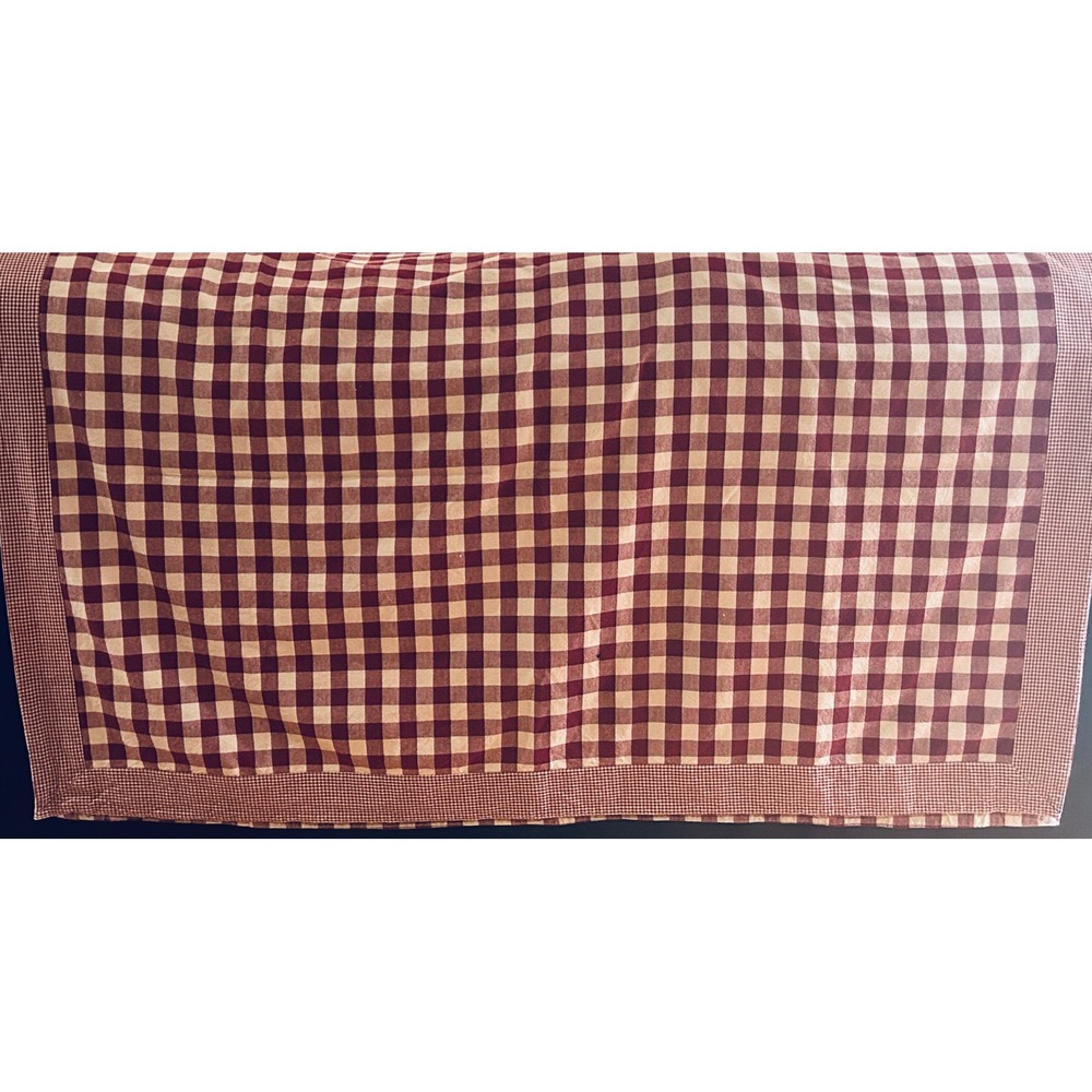 Vintage Tablecloth Cotton Blend 56w X 78L" Burgundy Farmhouse Cottagecore Rustic